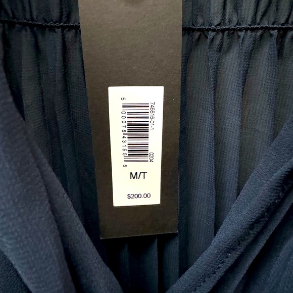 Banana Republic Pleated Tie-Neck Mini Dress| Navy Blue MT #745515 NWT - Picture 3 of 3